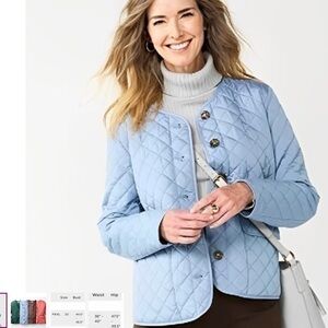 CROFT & BARROW Quilted Jacket Outerwear Size Large Slate Blue Pockets